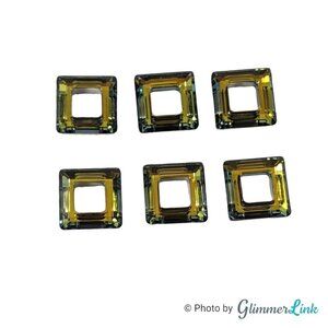 NWOT 14 mm 6 Pack Sahara Square Swarovski Crystal Ring Beads